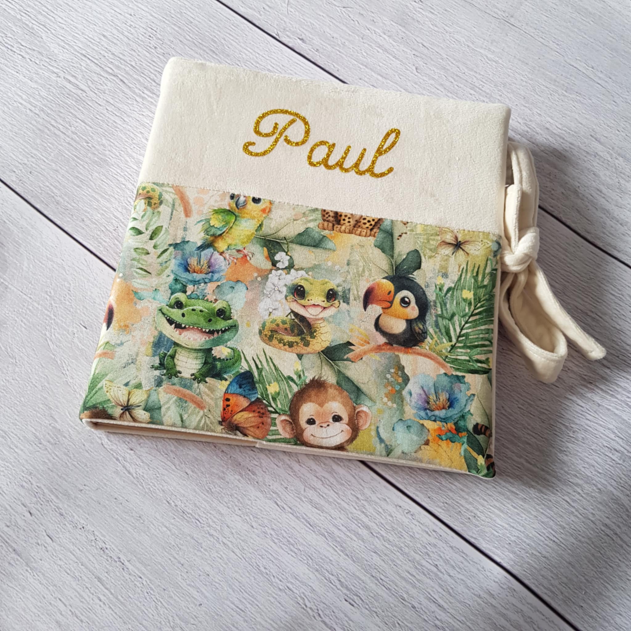 album photo pour bébé personnalisé en tissu